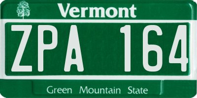 VT license plate ZPA164