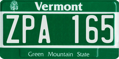 VT license plate ZPA165