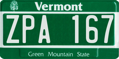 VT license plate ZPA167