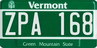 VT license plate ZPA168