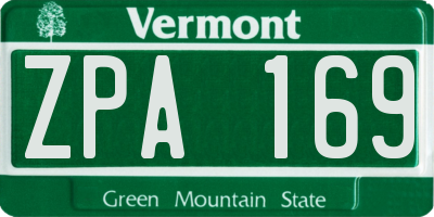 VT license plate ZPA169