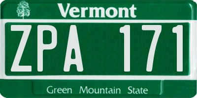 VT license plate ZPA171