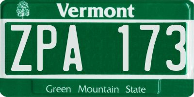 VT license plate ZPA173