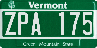 VT license plate ZPA175