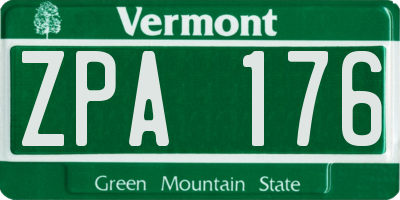 VT license plate ZPA176