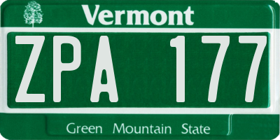 VT license plate ZPA177