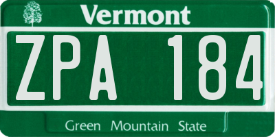 VT license plate ZPA184