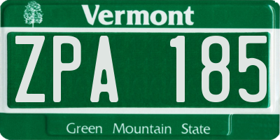 VT license plate ZPA185