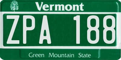 VT license plate ZPA188