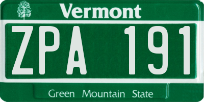 VT license plate ZPA191