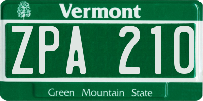 VT license plate ZPA210