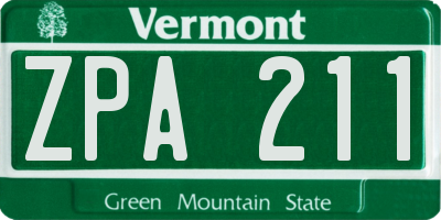 VT license plate ZPA211