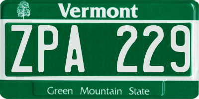 VT license plate ZPA229