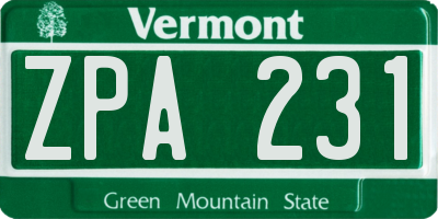 VT license plate ZPA231