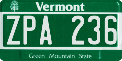 VT license plate ZPA236