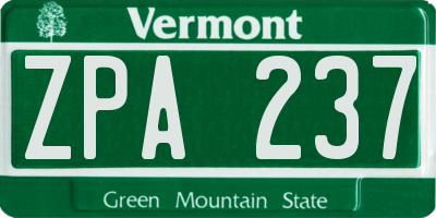 VT license plate ZPA237