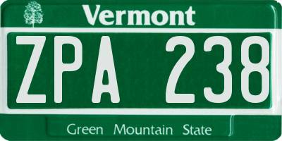 VT license plate ZPA238