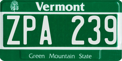 VT license plate ZPA239