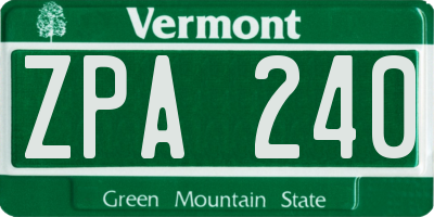 VT license plate ZPA240