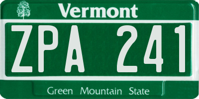 VT license plate ZPA241