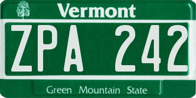 VT license plate ZPA242