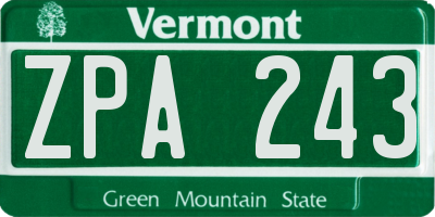 VT license plate ZPA243