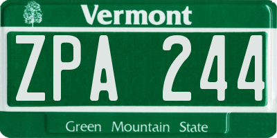 VT license plate ZPA244