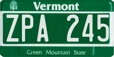 VT license plate ZPA245