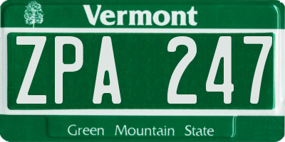 VT license plate ZPA247