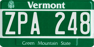 VT license plate ZPA248