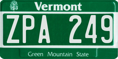 VT license plate ZPA249
