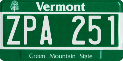 VT license plate ZPA251
