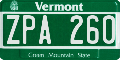VT license plate ZPA260