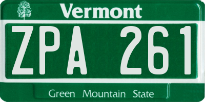 VT license plate ZPA261