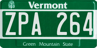 VT license plate ZPA264