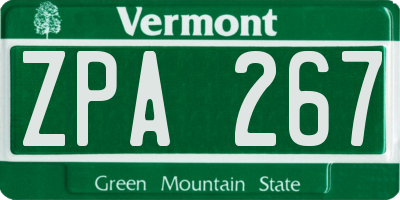 VT license plate ZPA267
