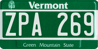 VT license plate ZPA269