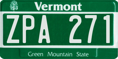 VT license plate ZPA271