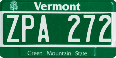 VT license plate ZPA272