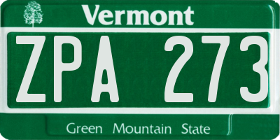 VT license plate ZPA273