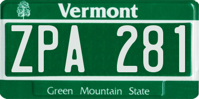 VT license plate ZPA281