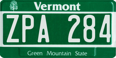 VT license plate ZPA284