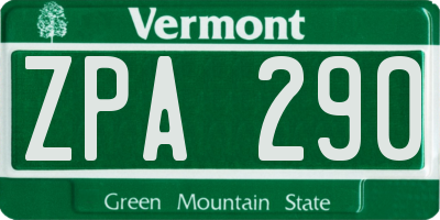 VT license plate ZPA290
