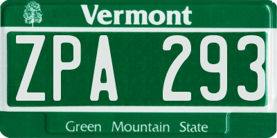 VT license plate ZPA293
