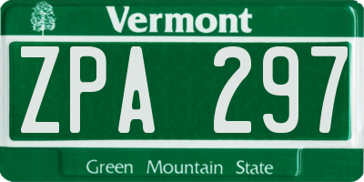 VT license plate ZPA297