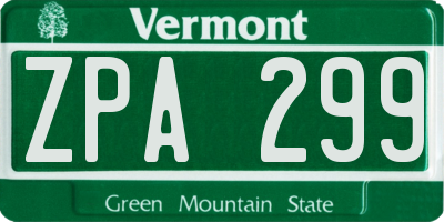VT license plate ZPA299