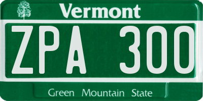 VT license plate ZPA300