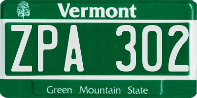 VT license plate ZPA302