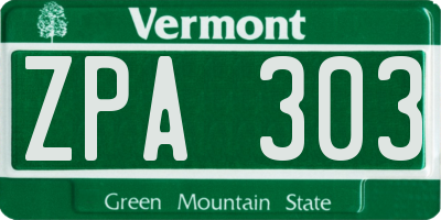 VT license plate ZPA303