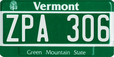 VT license plate ZPA306